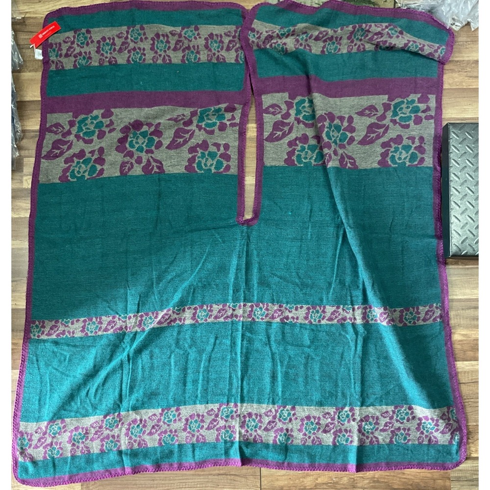 NWT!! Urban Coco Embroidered Colorful Fringed Shawl Wrap Poncho